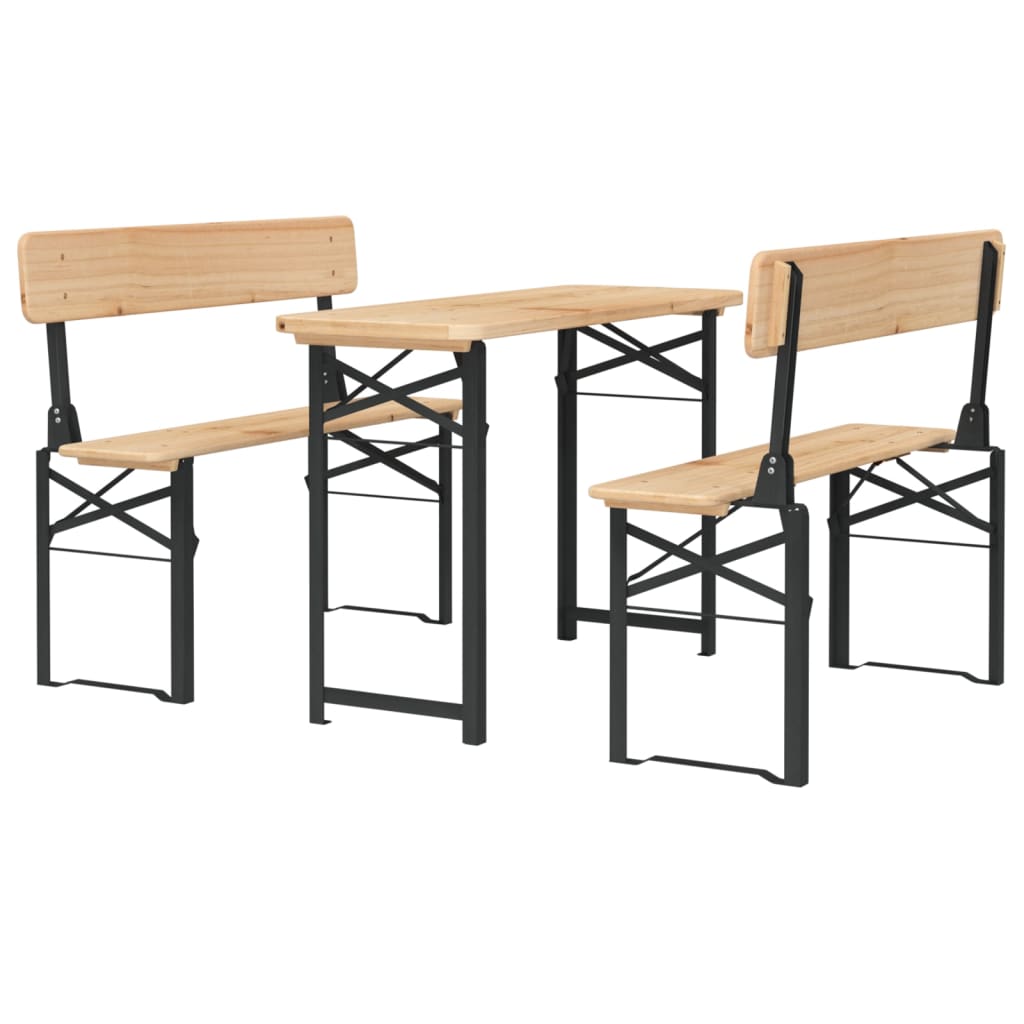 vidaXL 3 Piece Folding Beer Table Set Solid Wood Fir 3