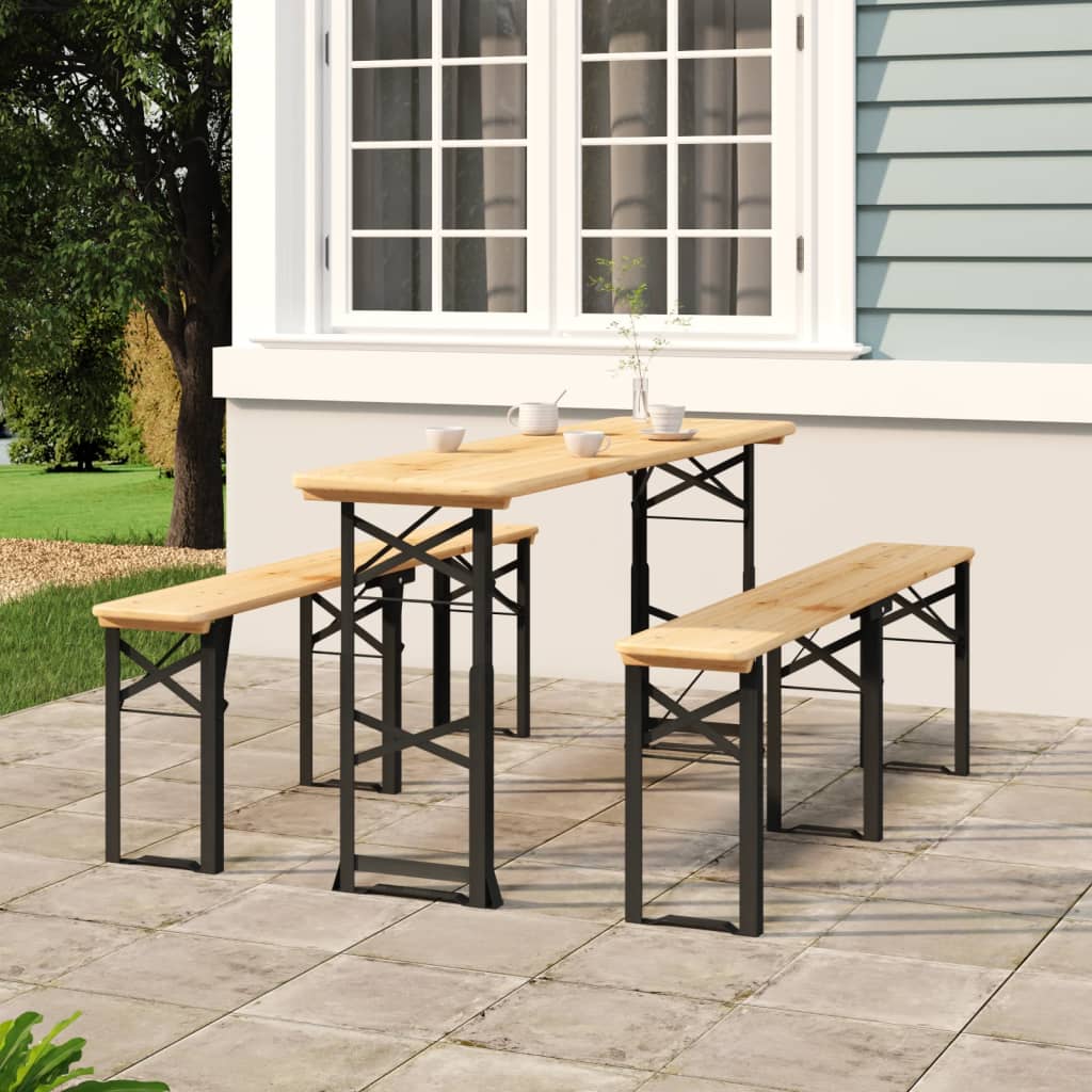 vidaXL Folding Beer Table 170x50x75/105 cm Solid Wood Fir 1