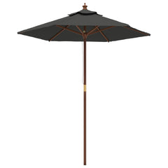 Garden Parasol with Wooden Pole 196x231 cm Anthracite