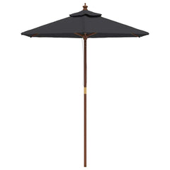 Garden Parasol with Wooden Pole Black, image 3
