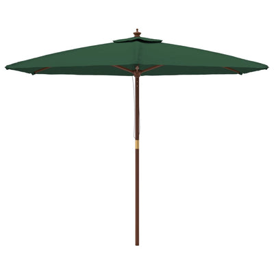 Garden Parasol with Wooden Pole Green 299x240 cm