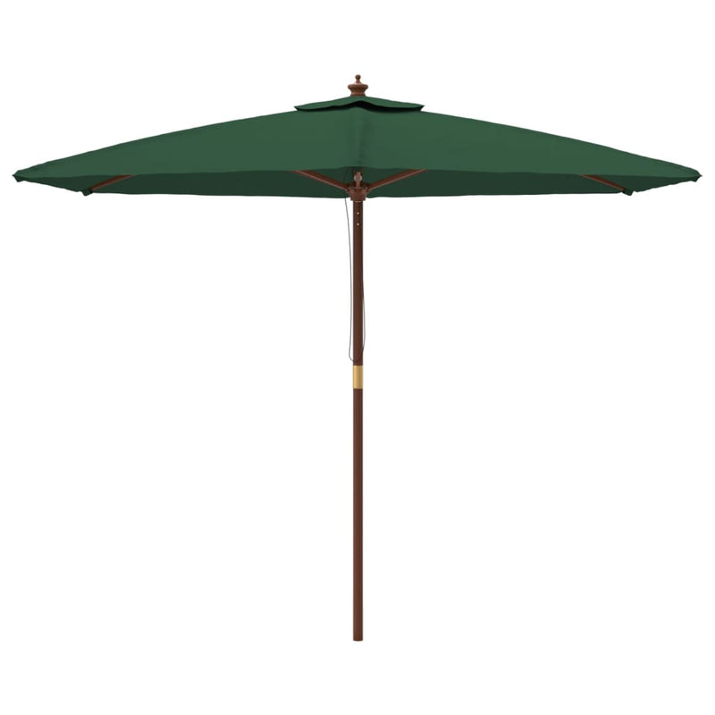 Garden Parasol with Wooden Pole Green 299x240 cm