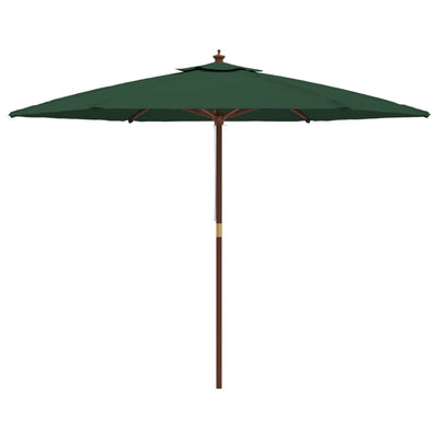 Garden Parasol with Wooden Pole Green 299x240 cm