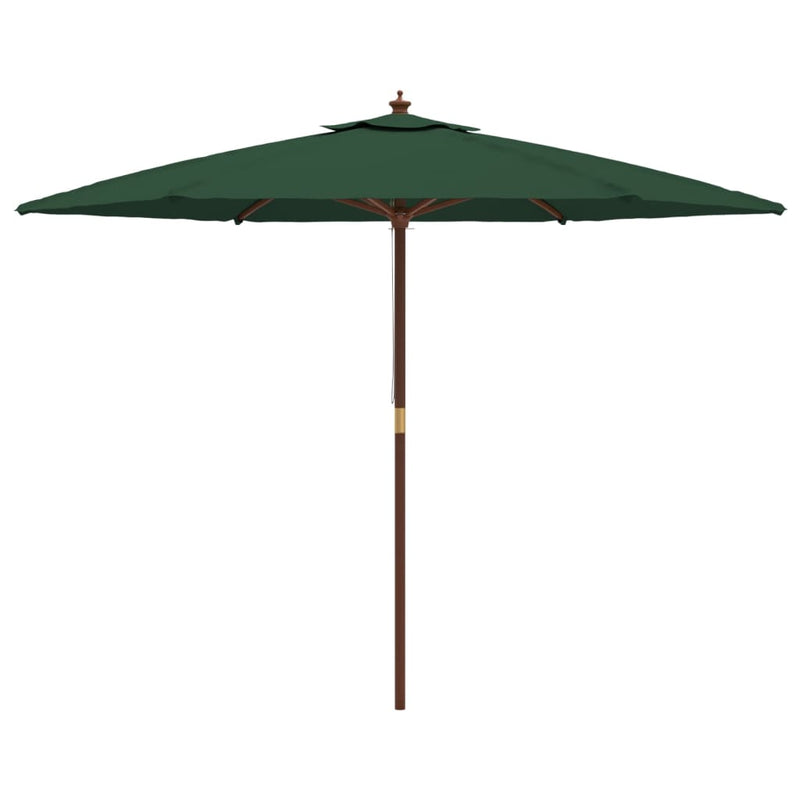 Garden Parasol with Wooden Pole Green 299x240 cm