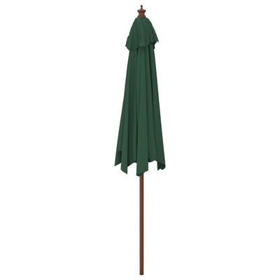 Garden Parasol with Wooden Pole Green 299x240 cm