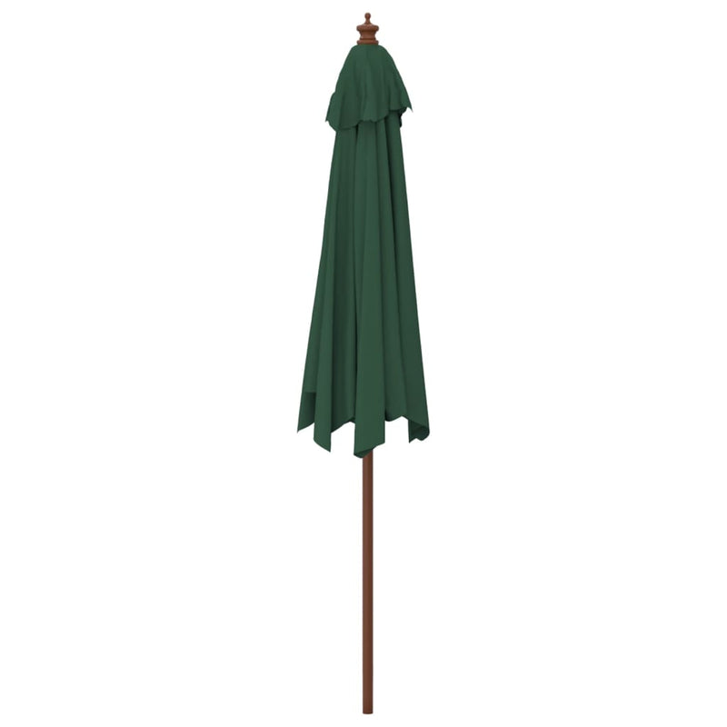 Garden Parasol with Wooden Pole Green 299x240 cm