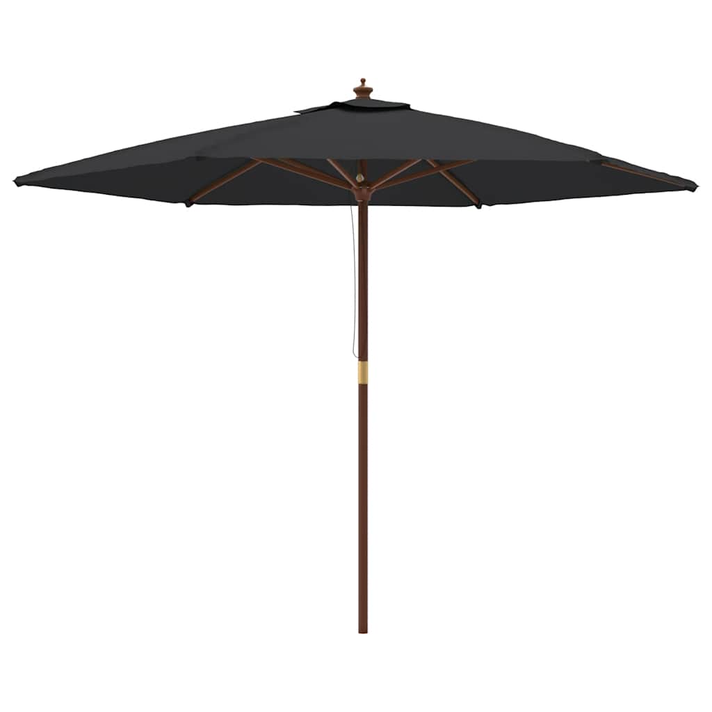 vidaXL Garden Parasol with Wooden Pole Black 299x240 cm 2