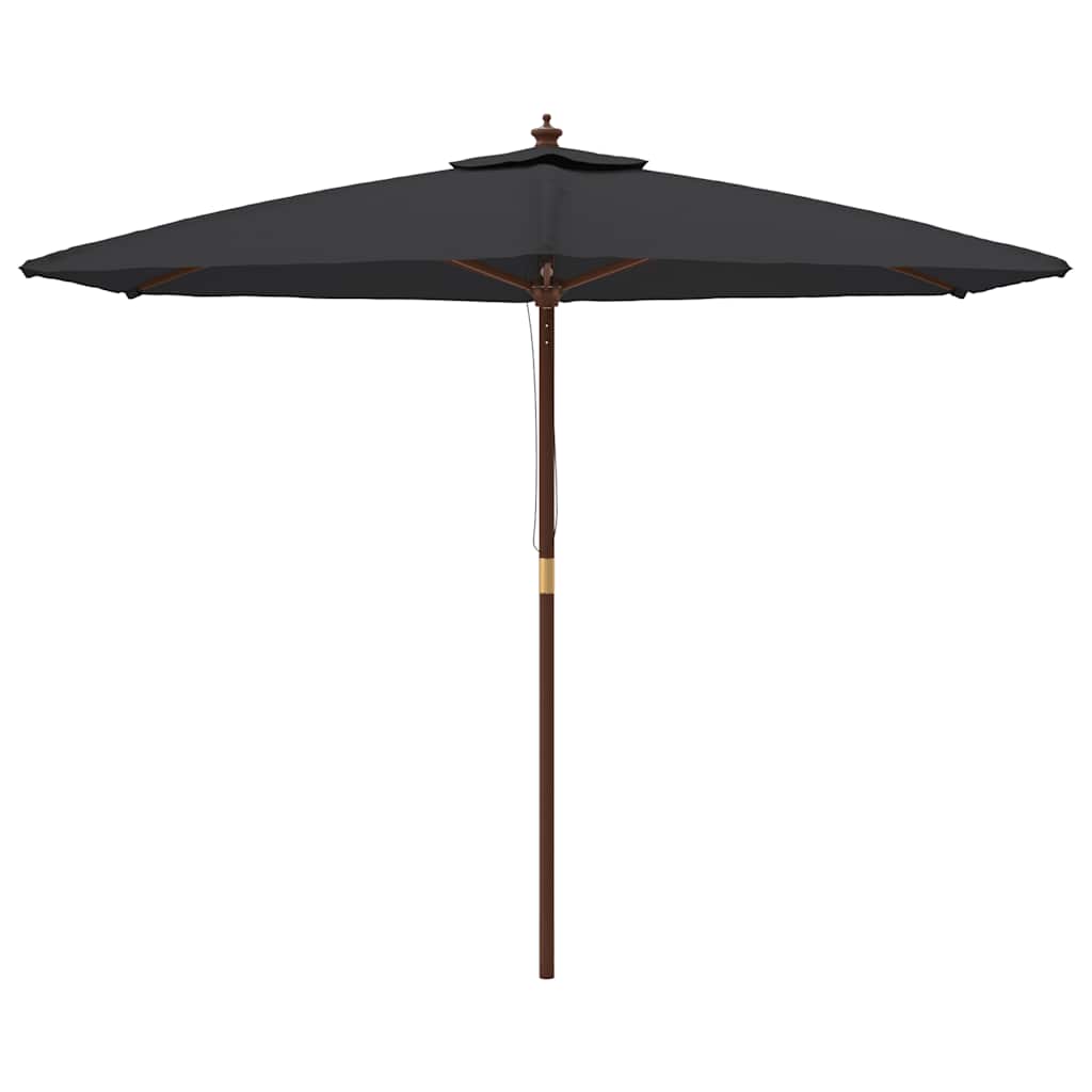vidaXL Garden Parasol with Wooden Pole Black 299x240 cm 3