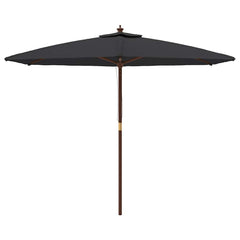 vidaXL Garden Parasol with Wooden Pole Black 299x240 cm 3