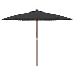 vidaXL Garden Parasol with Wooden Pole Black 299x240 cm 4
