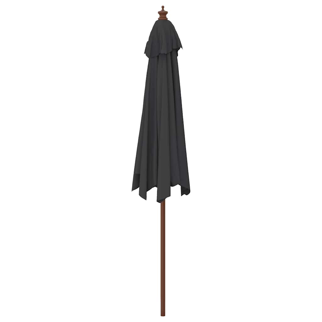vidaXL Garden Parasol with Wooden Pole Black 299x240 cm 5
