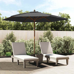 vidaXL Garden Parasol with Wooden Pole Black 299x240 cm 1