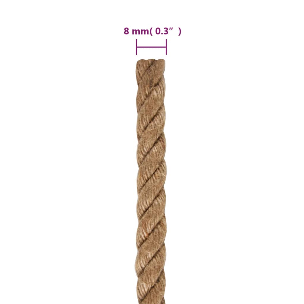 vidaXL Jute Rope 100 m Long 8 mm Thick 6