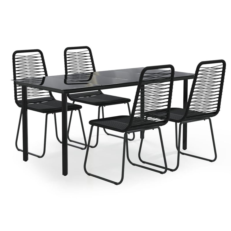 5 Piece Garden Dining Set Black