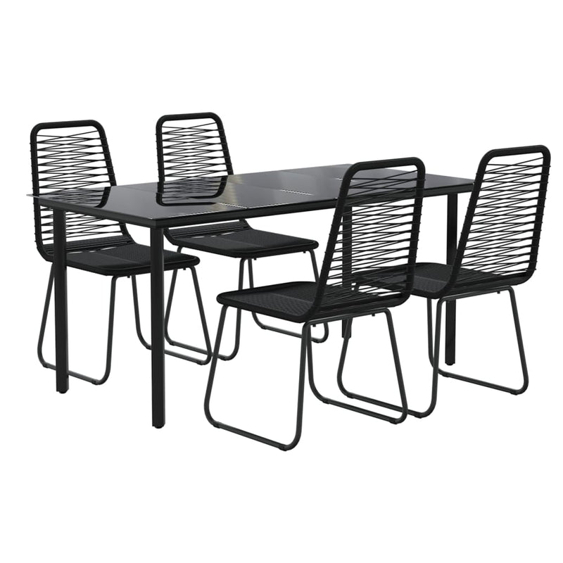 5 Piece Garden Dining Set Black