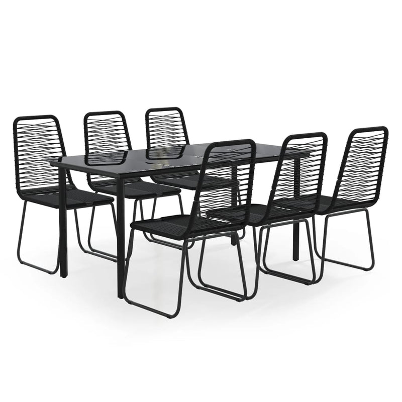 7 Piece Garden Dining Set Black