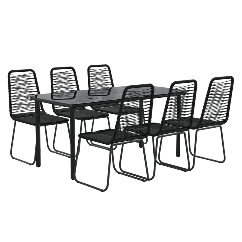 7 Piece Garden Dining Set Black