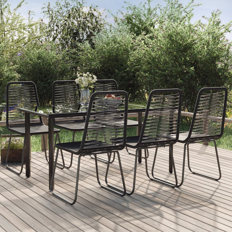 7 Piece Garden Dining Set Black