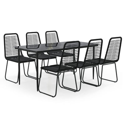 7 Piece Garden Dining Set Black