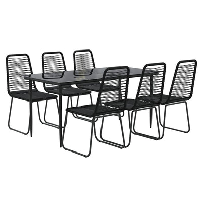 7 Piece Garden Dining Set Black