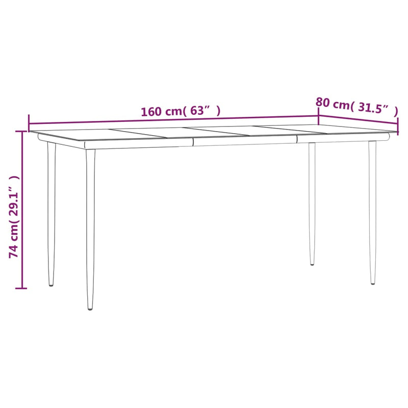 7 Piece Garden Dining Set Black