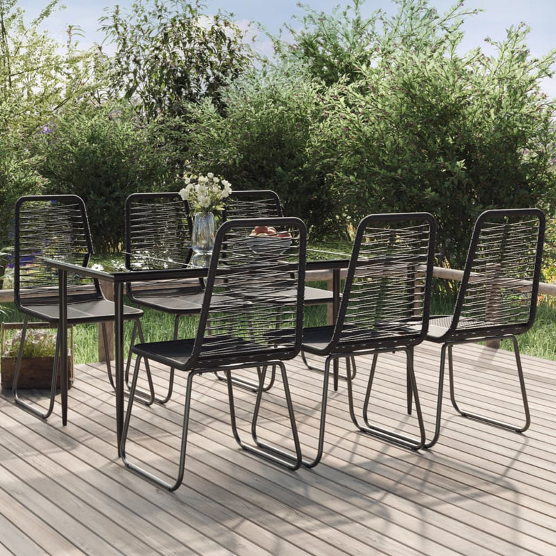 7 Piece Garden Dining Set Black