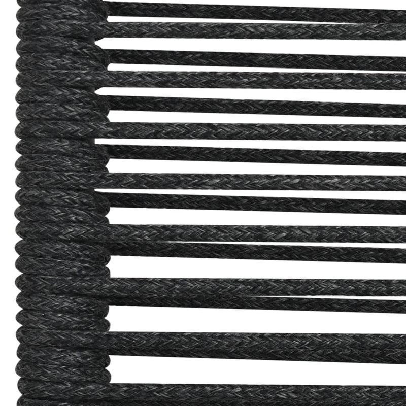 5 Piece Garden Dining Set Black Cotton Rope and Steel