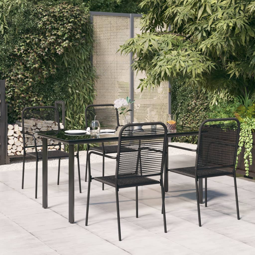 vidaXL 5 Piece Garden Dining Set Black