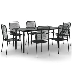 vidaXL 7 Piece Garden Dining Set Black Cotton Rope and Steel 2