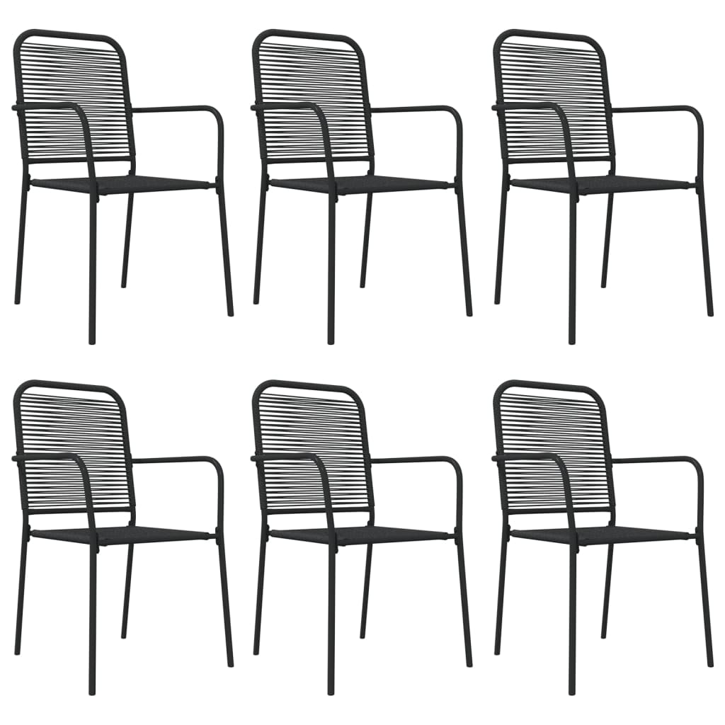 vidaXL 7 Piece Garden Dining Set Black Cotton Rope and Steel 4