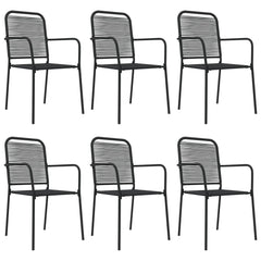 vidaXL 7 Piece Garden Dining Set Black Cotton Rope and Steel 4