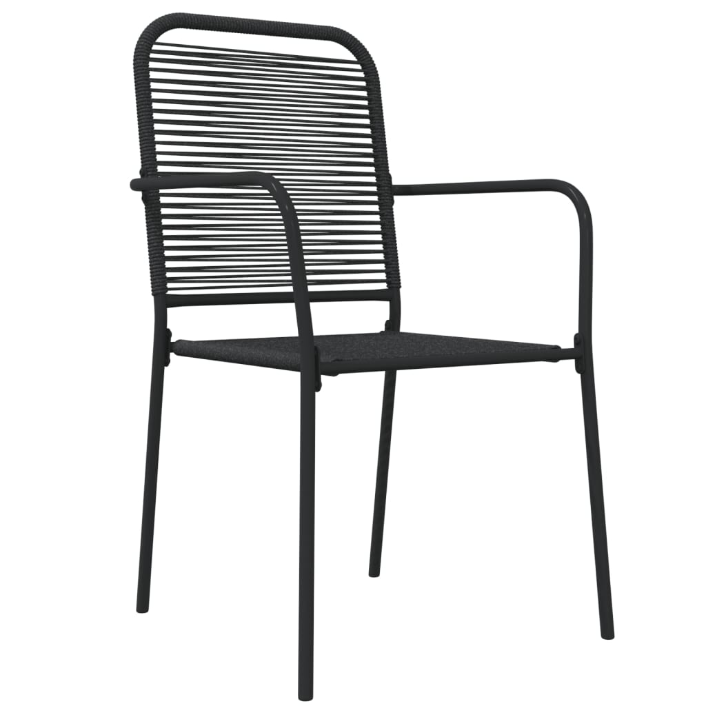 vidaXL 7 Piece Garden Dining Set Black Cotton Rope and Steel 5