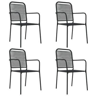 5 Piece Garden Dining Set Black Cotton Rope and Steel