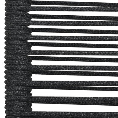 7 Piece Garden Dining Set Black Cotton Rope and Steel