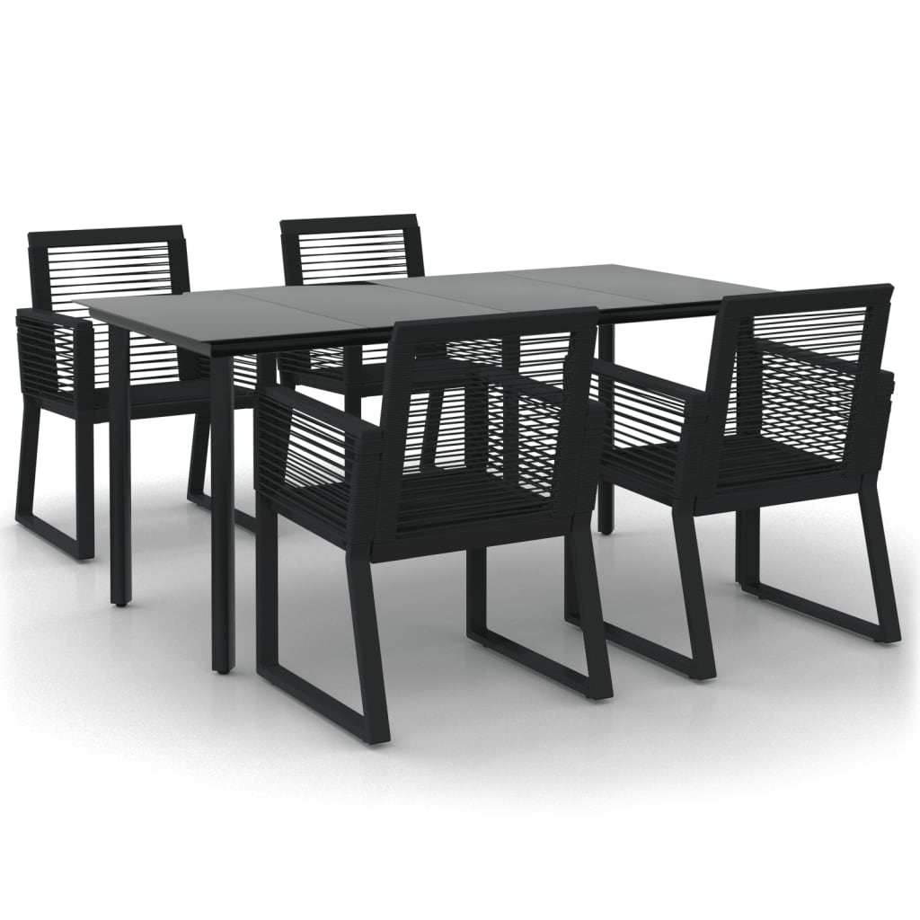 vidaXL 5 Piece Garden Dining Set Black PVC Rattan 2