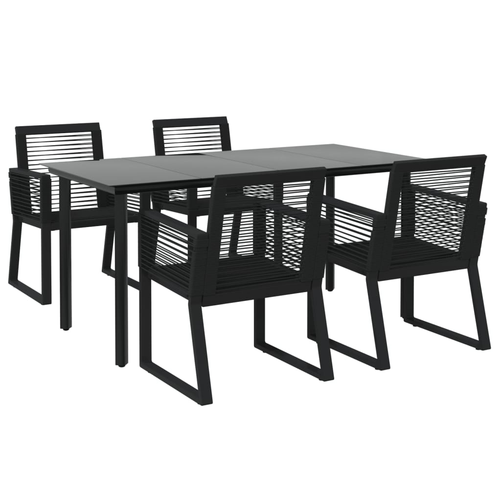 vidaXL 5 Piece Garden Dining Set Black PVC Rattan 3