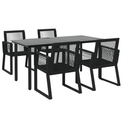 vidaXL 5 Piece Garden Dining Set Black PVC Rattan 3
