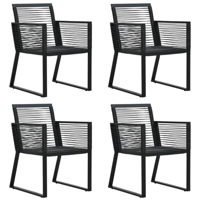 5 Piece Garden Dining Set Black PVC Rattan