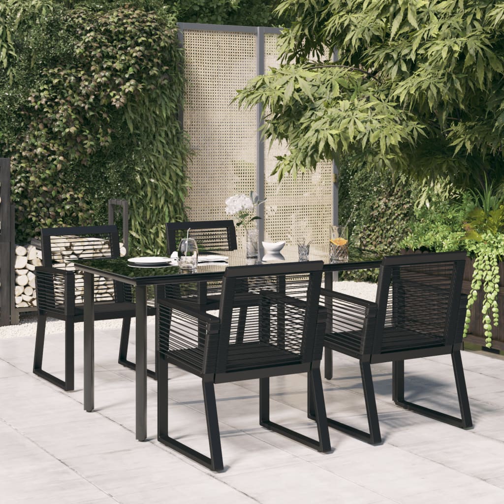 vidaXL 5 Piece Garden Dining Set Black PVC Rattan 1