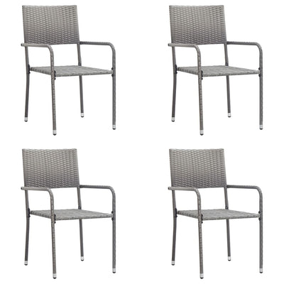 5 Piece Garden Dining Set Grey Poly Rattan