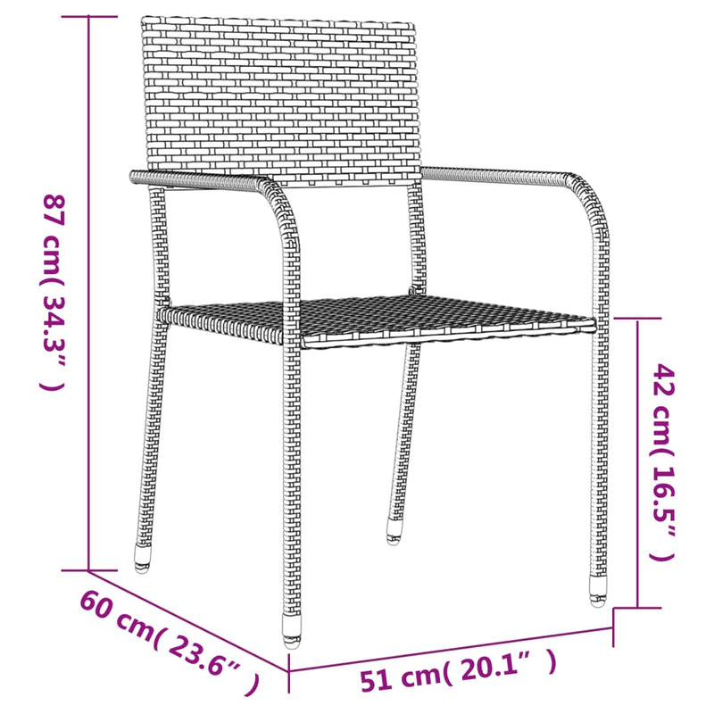 5 Piece Garden Dining Set Grey Poly Rattan