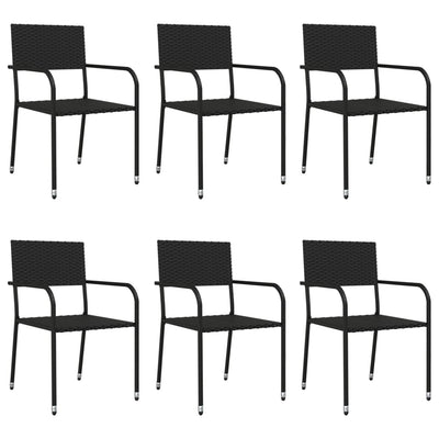 7 Piece Garden Dining Set Black Poly Rattan