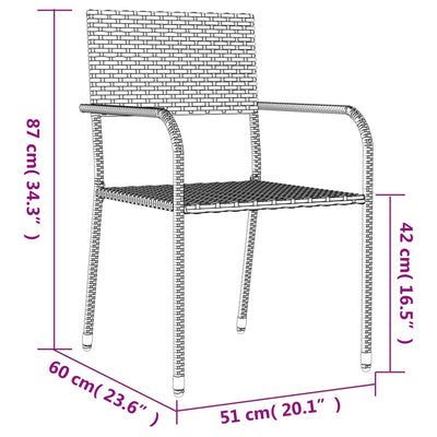 7 Piece Garden Dining Set Grey Poly Rattan