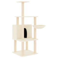vidaXL Cat Tree with Sisal Scratching Posts Cream 132 cm 2
