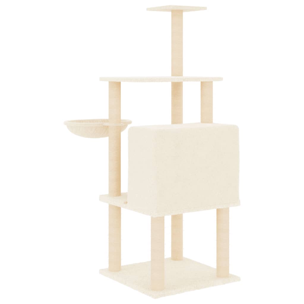 vidaXL Cat Tree with Sisal Scratching Posts Cream 132 cm 5