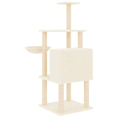 vidaXL Cat Tree with Sisal Scratching Posts Cream 132 cm 5