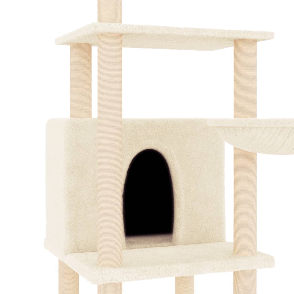 vidaXL Cat Tree with Sisal Scratching Posts Cream 132 cm 6