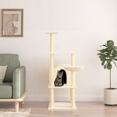 vidaXL Cat Tree with Sisal Scratching Posts Cream 132 cm 1