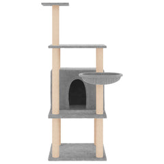 vidaXL Cat Tree with Sisal Scratching Posts Light Grey 132 cm 3