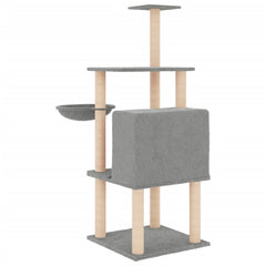 vidaXL Cat Tree with Sisal Scratching Posts Light Grey 132 cm 5